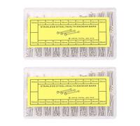 Reinscer Juego de 2 cajas de herramientas de relojería, tornillos, surtido de tubos, pasadores de fricción, cierres, correas, pulseras, remaches, 10 mm-28 mm, Plata y .