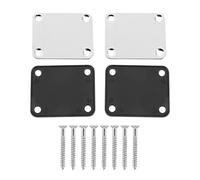 Reinscer Juego de 2 placas de metal para el cuello de guitarra con estera de plástico para guitarras eléctricas Strat Tele Style, cromo