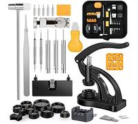 Reinscer Kit de reparación de correa de reloj + herramienta de prensado de relojes, kit de herramientas para reemplazar la batería del reloj, juego de herramientas para quitar eslabones de reloj,
