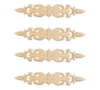 Reinscer - Lote de 4 pegatinas talladas de 33 cm x 6 cm, tiras de esquina, para muebles, talla en madera