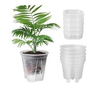 Reinscer Macetas de PláStico Transparente de 6 Pulgadas para JardíN, Maceteros con Riego AutomáTico, Paquete de 5 Macetas de PláStico para Vivero con DepóSito Profundo