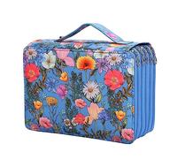 Reinscer Organizador de de 250 compartimentos con de cremallera de 5 , bolsa de almacenamiento para lápices de gran capacidad para estudiantes, artistas A, azul