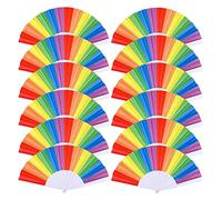 Reinscer Paquete de 10 Abanicos Plegables de ArcoíRis, Abanicos de Mano del Orgullo Gay Pride LGBT Fans para Fiestas Festival Eventos Suministros de Baile
