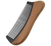 Reinscer Peine de pelo de sándalo verde natural - Sin dientes de madera estáticos peine de cuerno negro (sándalo verde)