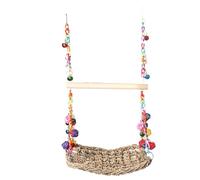Reinscer Plataforma de pájaro tejido de algas marinas con soporte de percha de pie, hamaca para escalar pájaros