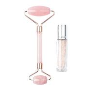Reinscer Rodillo de jade de cuarzo con botella noble rodillo de piel para cara cuello cuerpo relajante muscular alivio de arrugas