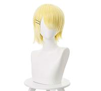 Reintento de Maou-sama! Aku Cosplay Pelucas 30cm Corto Recto Pelo sintético resistente al calor para Mujeres Anime Peluca Fiesta de disfraces amarillos Aku