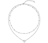 REIOT Collar inicial Mujer Cadena de Doble Capa de Plata de Ley 925 A-Z, Regalo de Cumpleaños del Día de la Madre para su Mamá Esposa Novia, Ajustable 45+5cm