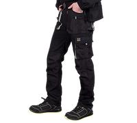 REIS FORECO-T BJS50 Pantalón de Trabajo para Hombre, Protector, Anticorte, Cargo, 80% Poliéster 20% Algodón, Negro Gris Claro, Talla 50