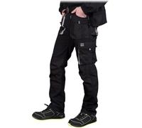 REIS FORECO-T BJS58 Pantalón de Trabajo para Hombre, Protector, Anticorte, Cargo, 80% Poliéster 20% Algodón, Negro Gris Claro, Talla 58