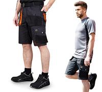 REIS FORECO-TS BJS - Pantalones Cortos de Trabajo para Hombre, Pantalones Cortos de Seguridad, Pantalones Cortos de jardín, Acero Negro y Naranja, Talla L