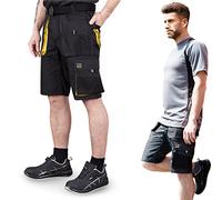 REIS FORECO-TS BJS Pantalones Cortos de Trabajo para Hombre, Pantalones Cortos de Trabajo, Pantalones Cortos de Trabajo, Pantalones Cortos de jardín, Negro y Amarillo, XL