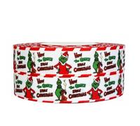Reis of London White Christmas The Grinch 2 m x 22 mm de ancho, ideal para accesorios, cinta de decoración de pasteles e ideas de decoración, envoltura de regalo, lazos, adornos o bolsas de regalo