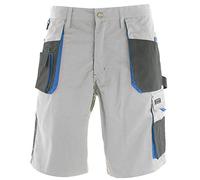 REIS Pantalón Corto para Hombre, 270g/m², 65% poliéster 35% algodón, Blanco-Azul, Talla: M