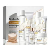 Reis Skincare Set de regalo para el cuidado de la piel para mujer, juego de cuidado suave para mujer, alisa la piel con leche limpiadora, tónico, crema para los ojos, loción de leche de arroz