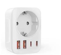 Reiseadapter - Adaptador de viaje para Suiza (2 conectores USB-C y 2 puertos USB-A, tipo J, UE a CH, 2500 W/10 A, conector universal de viaje para Suiza y Liechtenstein, compacto para teléfonos, Pad