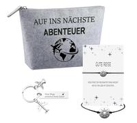 ReiseGeschenk Glücksbringer Reise Filz Kosmetiktasche Schutzengel Schlüsselanhänger mit Gravur für Reisende Kulturtasche Klein Geschenke für Reisende Auslandsjahr Abschiesgesc