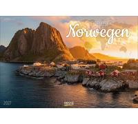 Reiselust Norwegen 2027: Großer Foto-Wandkalender mit Bildern von Norwegen. Edler schwarzer Hintergrund. PhotoArt Panorama Querformat: 58x39 cm.