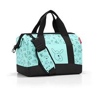 reisenthel allrounder M kids cats and dogs - Equipaje infantil con un simpático estampado de animales, bolsa de viaje pequeña para niños con una cinta para engancharse al carrito, en menta