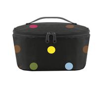 reisenthel coolerbag S pocket - Bolsa térmica para transportar comida, hecha de botellas PET recicladas, para llevar la comida al trabajo o al colegio, en negro, Couleur:dots