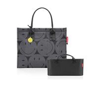 reisenthel Bundle Daily Shopper + Organizador - Bolsa funcional con combinación organizadora: acabar con el caos de bolsillo - con prácticos compartimentos y asas de transporte., Smiley Grey + Black