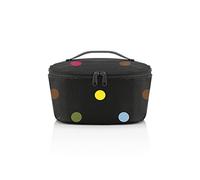 reisenthel coolerbag S pocket - Bolsa térmica para transportar comida, hecha de botellas PET recicladas, para llevar la comida al trabajo o al colegio, en negro, Couleur:dots