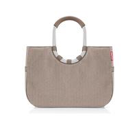 reisenthel Loopshopper L - Bolsa resistente con prácticos compartimentos de botellas de PET recicladas - Diseño encantador e impermeable dorado, Herringbone Moca, large