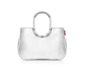 reisenthel Loopshopper L - Bolsa resistente con prácticos compartimentos de botellas de PET recicladas - Diseño encantador e impermeable dorado, Silver Crackle, large, Casual