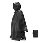 reisenthel mini maxi poncho - Capa de lluvia plegable y reutilizable, hecha en poliéster de calidad, repele el agua, diseño atractivo con apertura del cuello amplia, en negro