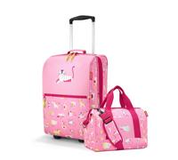 reisenthel Set Trolley XS Kids + Allrounder M Kids - Set de equipaje perfecto para viajes - 1 carrito con ruedas y 1 bolsa de viaje - Tamaño más pequeño perfecto para niños, Abc Friends Pink, Equipaje