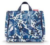 reisenthel toiletbag XL Flora blue - Neceser con bolsillo interior, gancho y espejo desmontable.