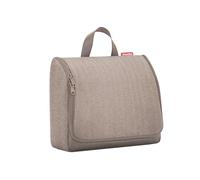 reisenthel toiletbag XL Práctico neceser con gancho, material impermeable, Herringbone Moca, 28 cm