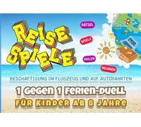 Reisespiele für Kinder ab 8 Jahre: Beschäftigung im Flugzeug und auf Autofahrten - 1 gegen 1 Ferien-Duell (Rätsel, Spiele, Malen, Rechnen)