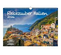 Reisezauber Italia - Calendario DIN A3 para 2026, vacaciones en Roma, Mediterráneo, Italia. Contenido: 1 calendario, 1 colgante de Navidad, 1 colgante de felicitación (3 piezas en total)
