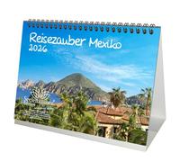 Reisezauber México - Calendario de mesa DIN A5 para 2026, vacaciones, ciudad, viaje, país, juego de regalo, contenido: 1 calendario, 1 colgante de Navidad (2 piezas en total)
