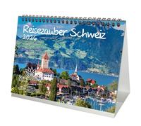 Reisezauber Suiza - Calendario de mesa DIN A5 para 2026, Zurich, senderismo, montañas, vacaciones, senderismo, juego de contenido: 1 calendario, 1 colgante de Navidad (2 piezas en total)