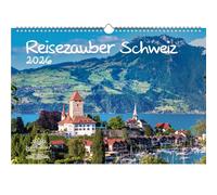 Reisezauber Suiza Calendario DIN A3 para 2026 Zurich Berge Vacaciones - Contenido: 1 calendario, 1 colgante de Navidad, 1 colgante de felicitación (total 3 piezas)