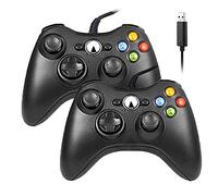 Reiso Controlador Xbox 360, controlador de PC con cable USB de 7 pies compatible con Microsoft Xbox 360 y Slim 360 PC Windows (negro y negro)