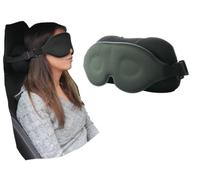 Reiso Works VacayNap - Almohada de viaje para coche y tren con antifaz para dormir integrado, almohada ergonómica para el cuello, sujeción de 360°, ajustable y transpirable, ideal para viajes largos