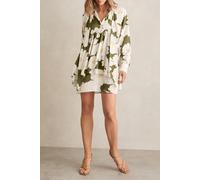 Reiss Floral Printed Swing Dress Ivory/green Talla: 4 | Mini Vestidos Outlet | Mujer | Blanco