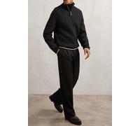 Reiss Ls Half Zip Brushed Ribbed Jumper Black Talla: XL | Jerséis cuello Alto Outlet | Hombre | Negro