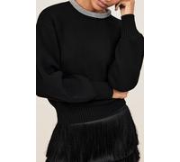 Reiss Necklace Trim Jumper Black Talla: M | Sudaderas con Capucha Outlet | Mujer | Negro