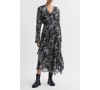 Reiss Printed Ruffle Midi Dress - The Model Is Wearing A Size 8 Talla: 10 | Vestidos Midi Outlet | Mujer