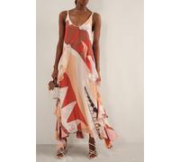 Reiss Printed Ruffle Occasion Dress Cream/red Talla: 10 | Vestidos Maxi Outlet | Mujer | Blanco