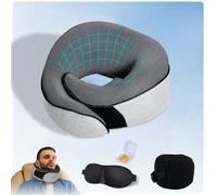 Reiteag Almohada Viaje Cuello, Almohada Cervical Viaje, Almohada Cervicales y Cuello Viaje, avión Coche Oficina, Incluye Antifaz para Dormir, Bolsa de Transporte