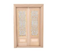 REITINGE 1/12 casas de muñecas en miniatura de madera vintage doble pantalla puerta sin pintar para decoración de escena de proyecto de modelo de manualidades, puerta de casas de muñecas de doble