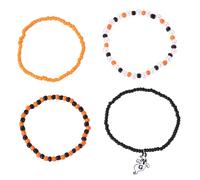 REITINGE 1 juego de pulseras de la amistad de Halloween con cuentas de arroz, pulsera de aleación de calavera de murciélago de terror, joyería hecha a mano, As shown in the picture, they are about