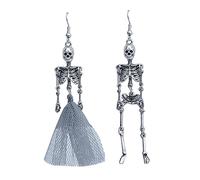 REITINGE 1 par de aretes de calavera de Halloween, aretes retro de esqueleto antiguo, joyería punk oscura exagerada para mujeres y niñas