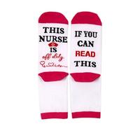 REITINGE 1 par de calcetines transpirables para enfermeras, regalo de agradecimiento, novedad con texto en inglés "If You Read This Nurse Is OffDuty", calcetines de algodón para pantorrilla