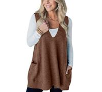 REITINGE 2. Sin Mangas Holgado Con Cuello Y Detalle Bolsillo, Diseño Otoñal Femenino Casual Y Cómodo Este suéter sin mangas para mujer cuenta con diseño de cuello en V, a, XL